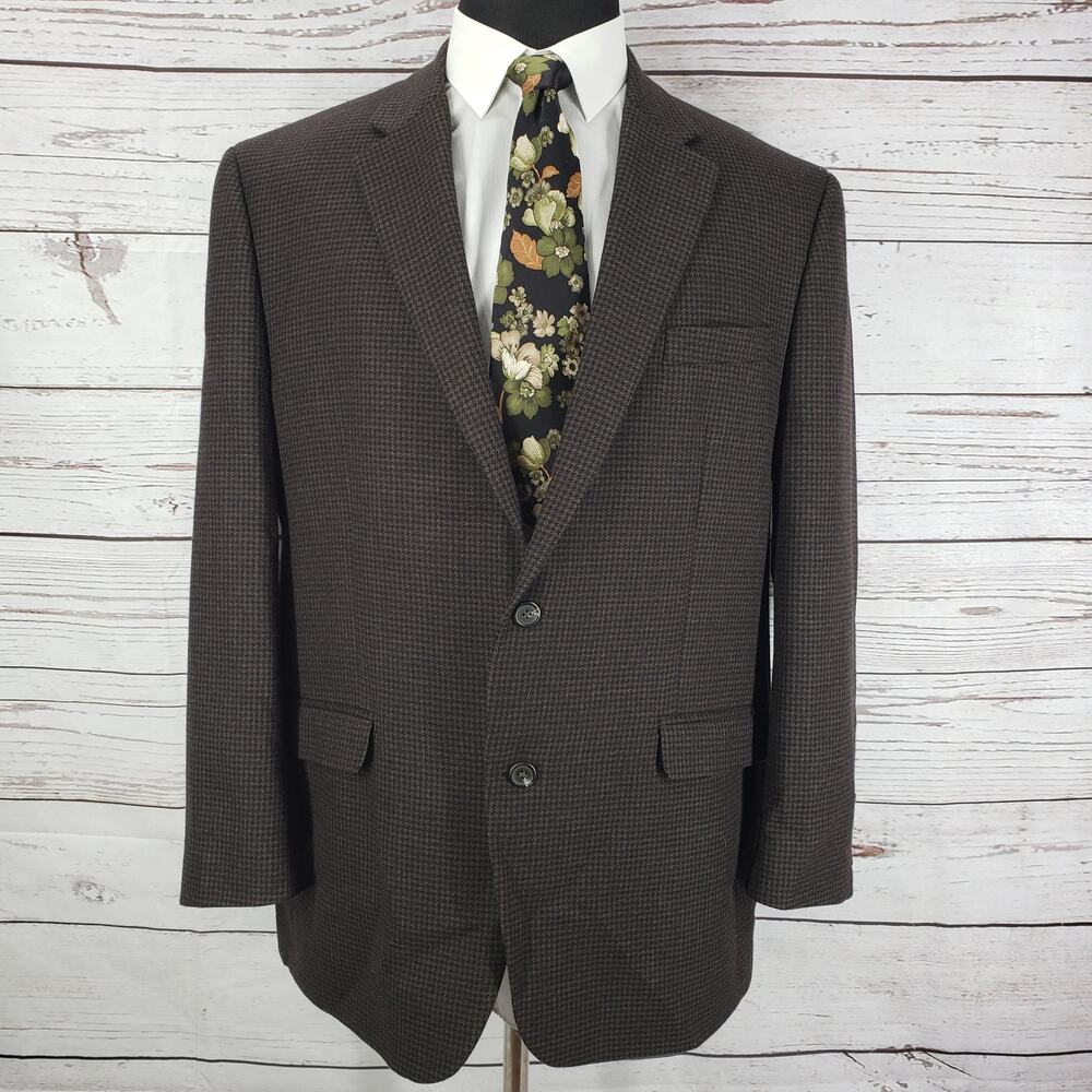 Lauren Ralph Lauren Hounds Tooth 100%Wool Sport Coat Blazer Jacket Size 46R